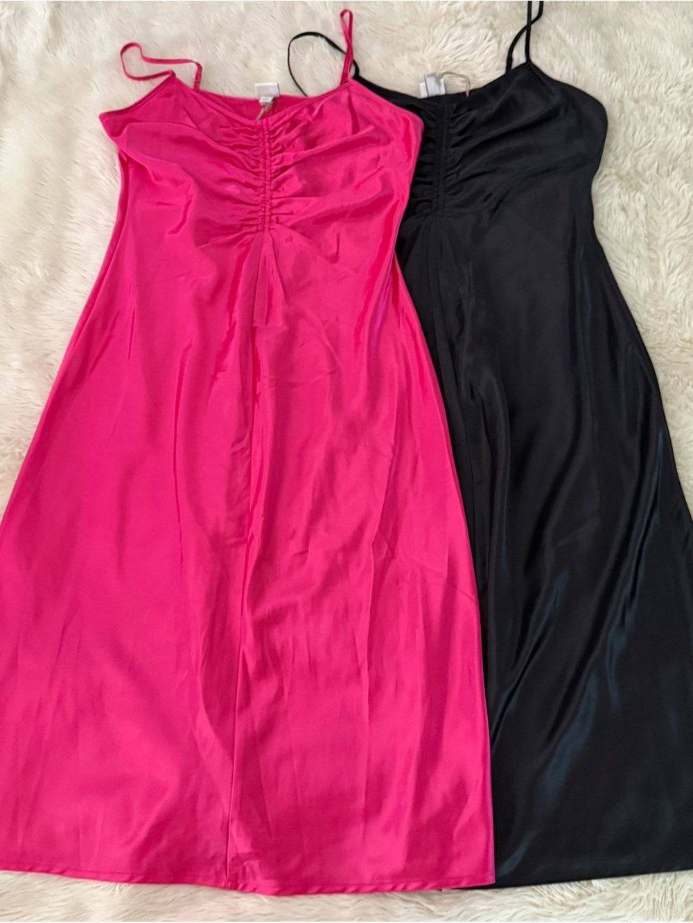 a new day Satin Slip Dress Duo - Hot Pink & Black